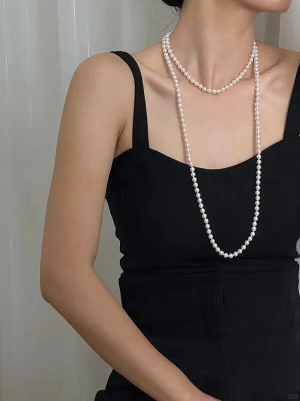 5-6mm white round freshwater pearl necklace, 47 inches, AAA Grade