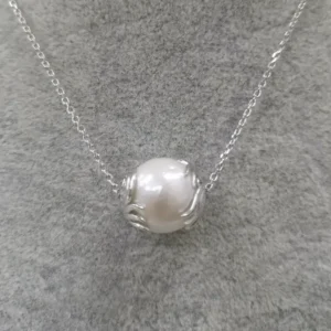 10mm runde weiße Süßwasserperlenanhänger, AAAA-Qualität, 925er Silber
