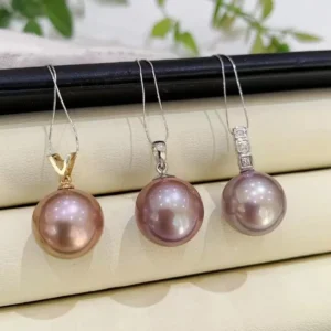AAAA Quality 13-14mm purple freshwater pearl pendant, 925 Silver