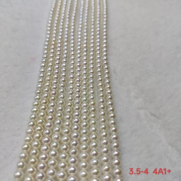 3.5-4mm white round freshwater pearl strands, 4A1+ Quality, 16 inches