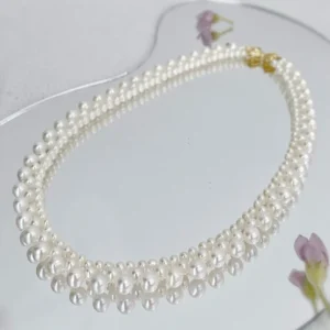 Collana con perle d'acqua dolce bianca a patata da 3-6mm, Grado AA