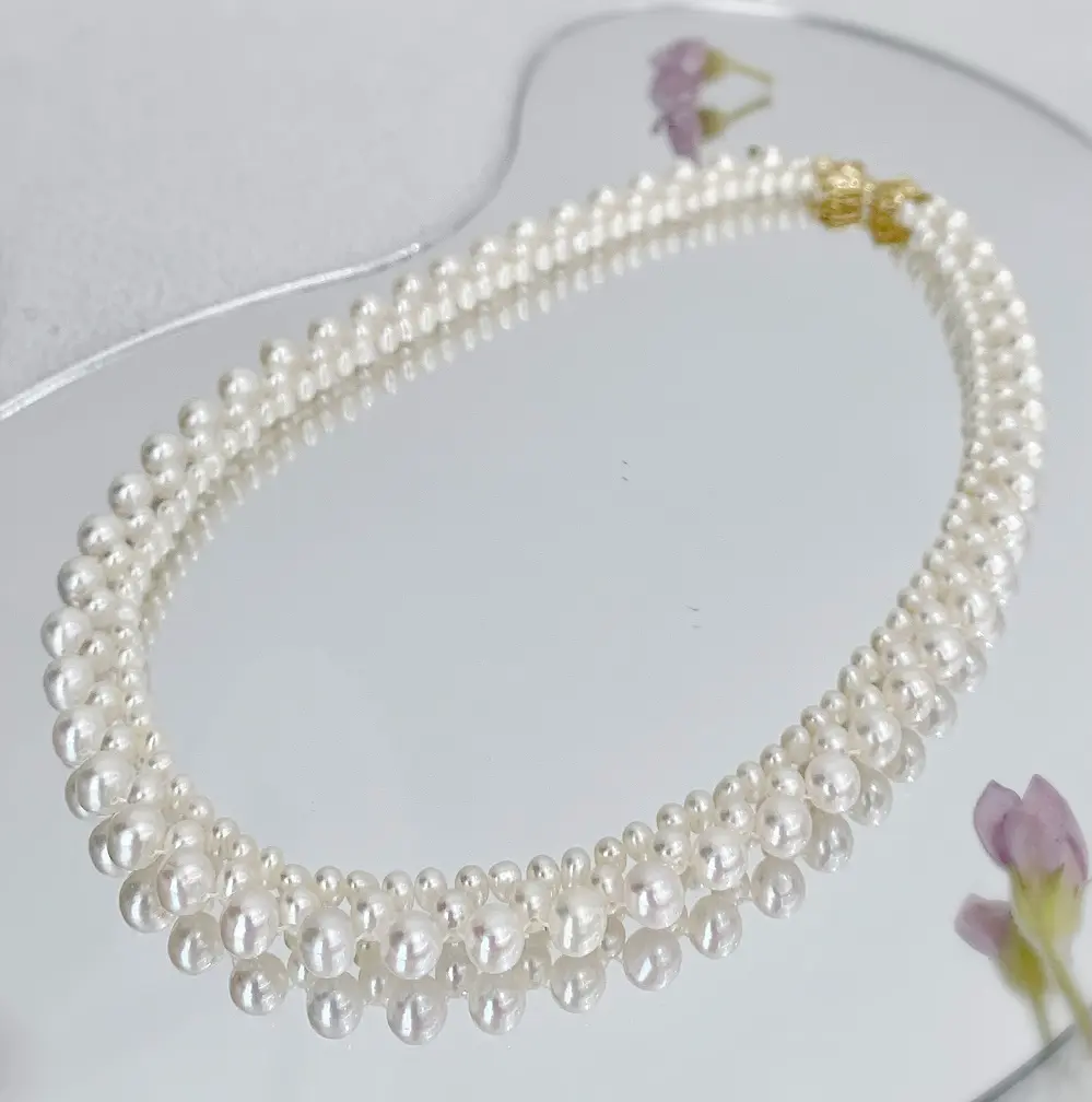 3-6mm white potato freshwater pearl chocker necklace, AA Grade 2 3-6mm white potato freshwater pearl chocker necklace, AA Grade