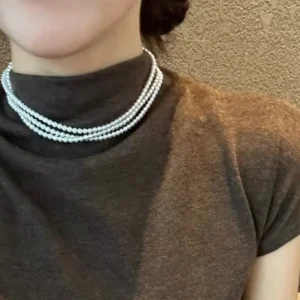 Collana di perle di acqua dolce bianche rotonde da 3,75-4mm, 47 pollici, Grado AAAA