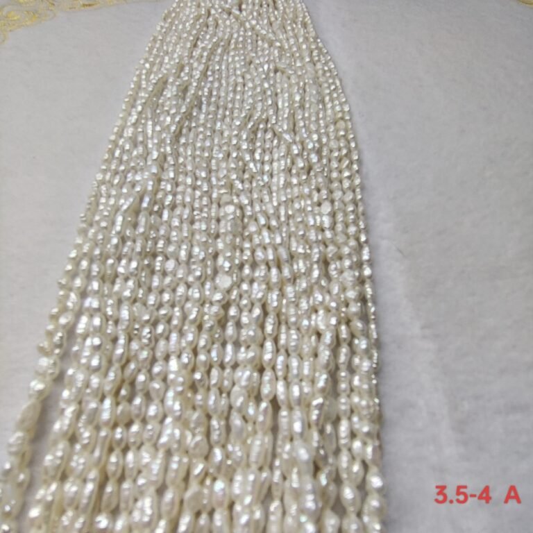 3.5-4mm baroque white freshwater pearl strands, A Quality, 16 inch