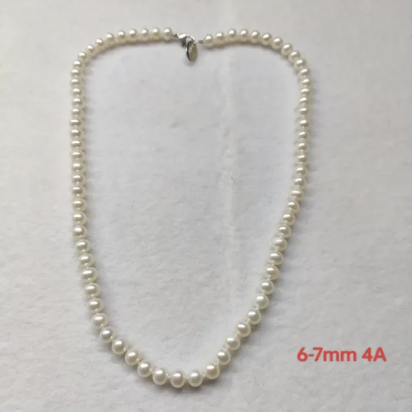 6-7mm white round freshwater pearl necklace, AAAA Quality, 16 inches