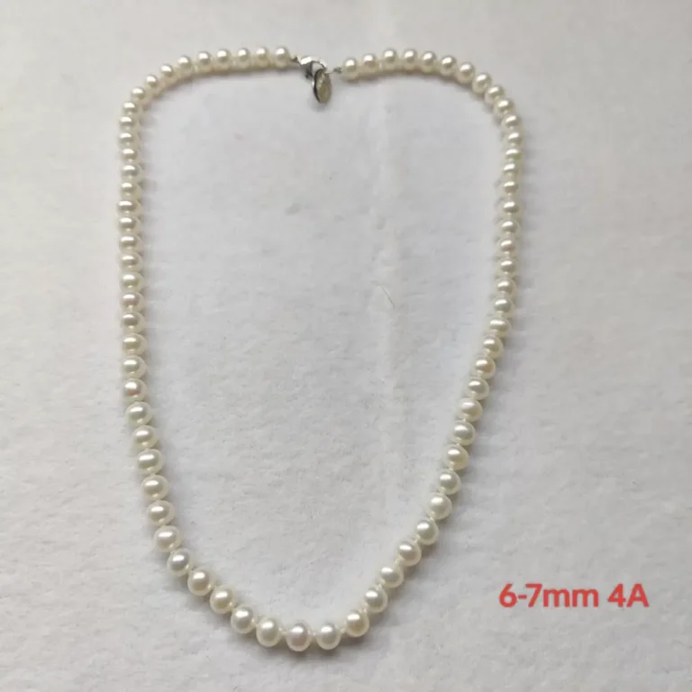 6-7mm white round freshwater pearl necklace, AAAA Quality, 16 inches