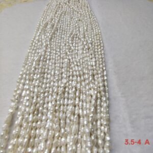 3.5-4mm white baroque freshwater pearl strands, A Quality, 16 inches