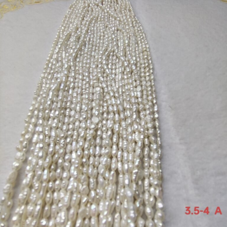 3.5-4mm white baroque freshwater pearl strands, A Quality, 16 inches