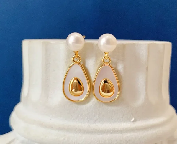 Perla de calidad AAAA, Pendiente de perla de agua dulce blanca de 6-7mm, Oro de 18K