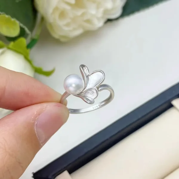 AAA Quality 6-7mm white freshwater pearl ring, 925 Silver