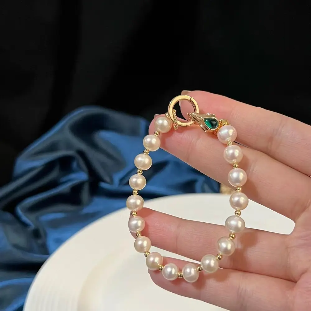 7-8mm white freshwater pearl bracelet, AAA grade, copper clasp 3 7-8mm white freshwater pearl bracelet, AAA grade, copper clasp