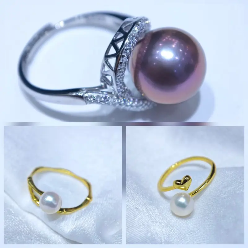 Una talla para la mayoría — Reduce tu riesgo de inventario en 70%. Mecanismo ajustable de anillo de perlas de agua dulce de plata 925 de venta al por mayor.