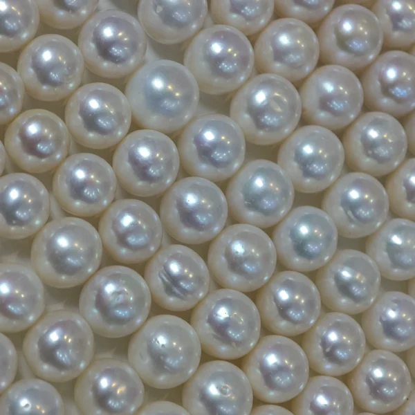 Hilos de perlas de agua dulce blancas redondas de 11-15 mm, grado AAA, 16 pulgadas