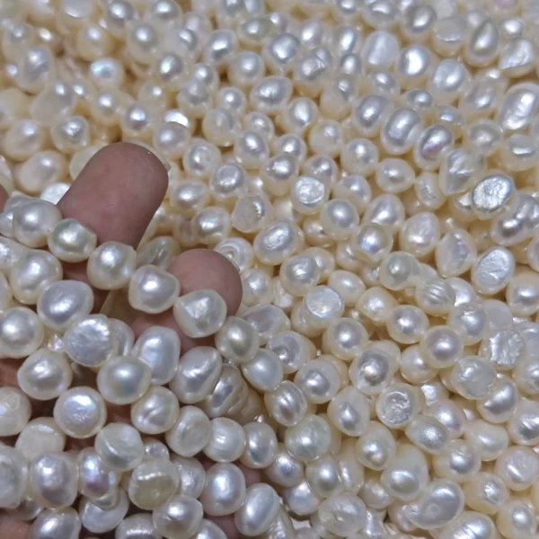 6-7mm White Baroque Freshwater Pearl Strands, AAA Grade