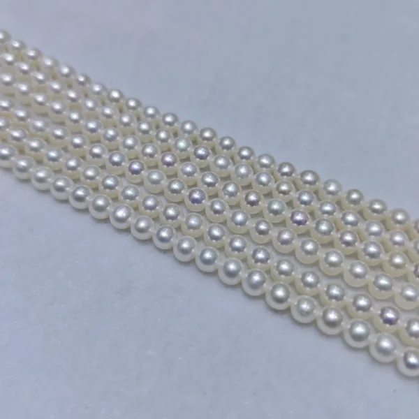 Fili di perle bianche quasi rotonde da 6,5-7 mm, qualità AAA, 16 pollici