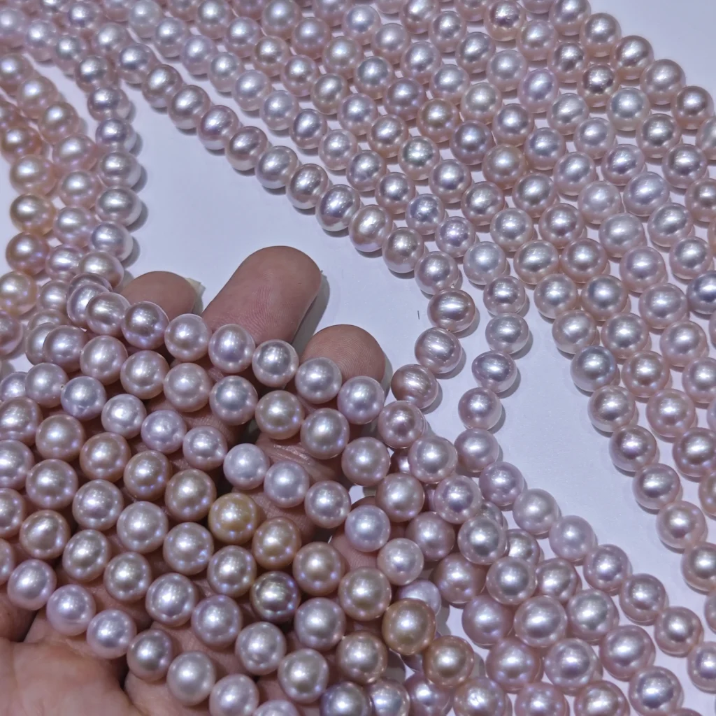 7-8mm Lavender Near Round Freshwater Pearl, AAA Grade, 16 inches