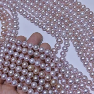 7-8mm Lavender Near Round Freshwater Pearl, AAA Grade, 16 inches