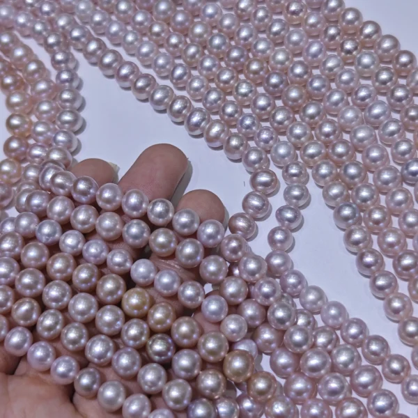 7-8mm Lavender Near Round Freshwater Pearl, AAA Grade, 16 inches