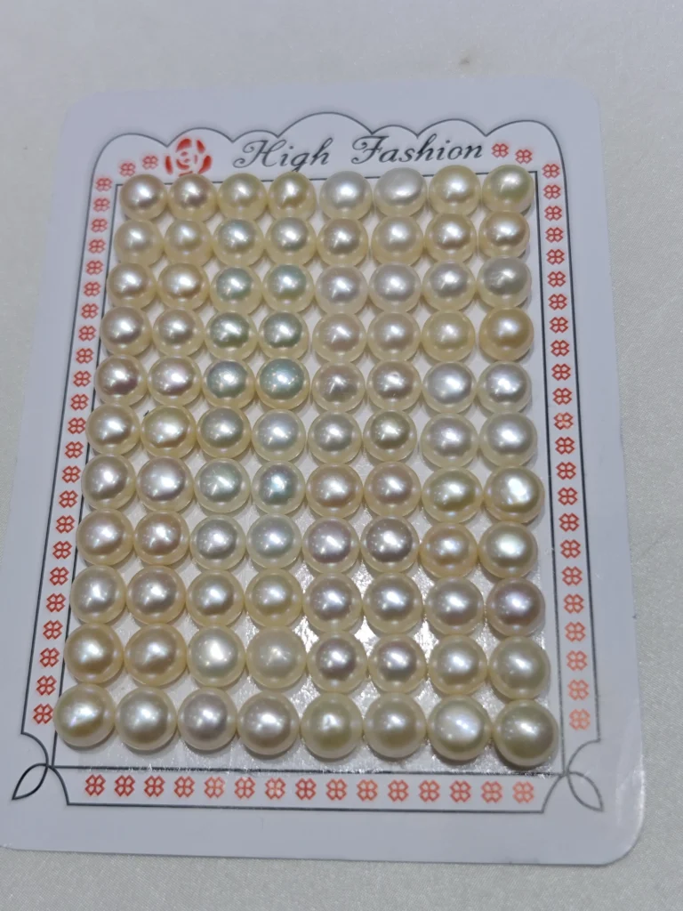 Perla suelta de agua dulce de forma botón blanca de 7.5-8mm, grado AAA