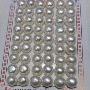 Perla suelta de agua dulce de forma de botón blanca de 9.5-10mm, grado AAA