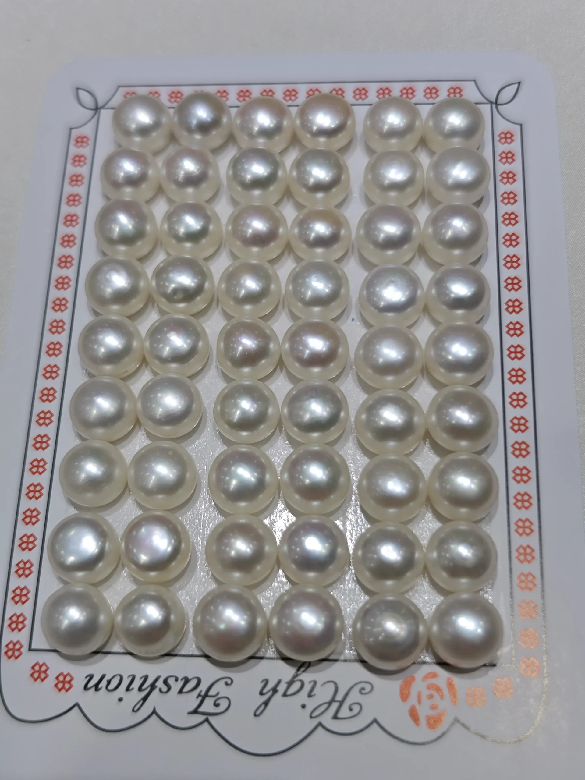 Perla suelta de agua dulce de forma de botón blanca de 9.5-10 mm, grado AAA 2 Perla suelta de agua dulce de forma de botón blanca de 9.5-10mm, grado AAA