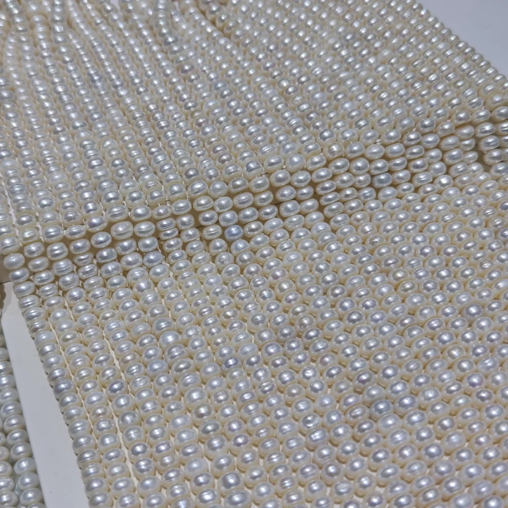 8-9mm Weiße Button-Form Süßwasserperlenkette, AAA-Qualität, 40 cm