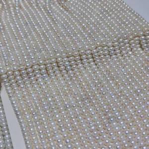 8-9mm White Button Shape Freshwater Pearl Strand, AAA Grade, 16 inches