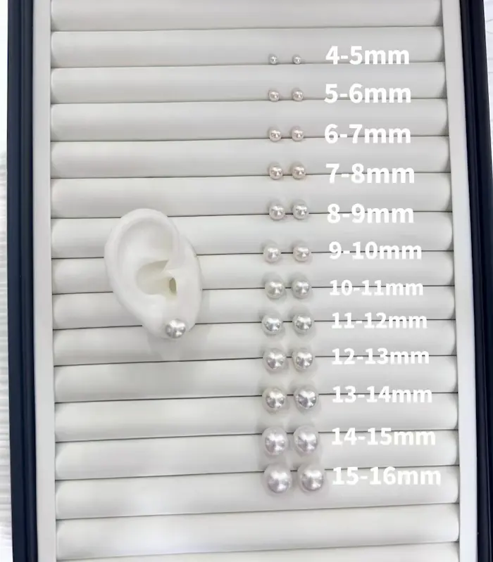 도매 보석 제작용 민물 진주 구슬 크기 비교