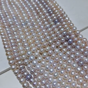 9-10mm 흰색 보라/주황색 버튼 모양 민물 진주 목걸이, AAA 등급, 16인치