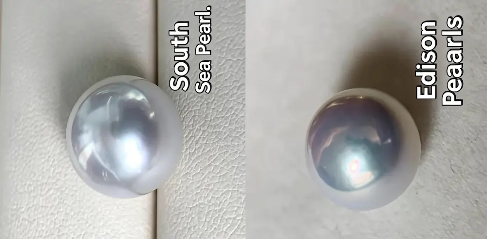 Edison pearl vs South Sea pearl visual comparison for high retail markup