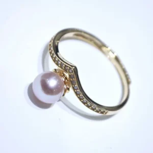 5-6mm Rosa Runde Süßwasserperlenring, AAAAA-Qualität, s925 Silber