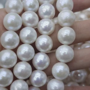9-12mm White Round Freshwater Pearl Strand, AAA Grade