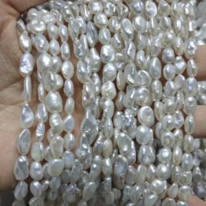 5-6mm White Keshi Freshwater Pearl Strand, AAAA Grade