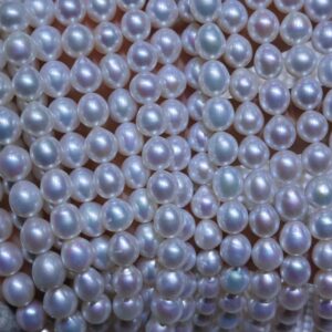 Filo di perle di riso bianche da 6,5-7,5 mm | Perle d'acqua dolce AAAA+ all'ingrosso - Produttore di perle in Cina
