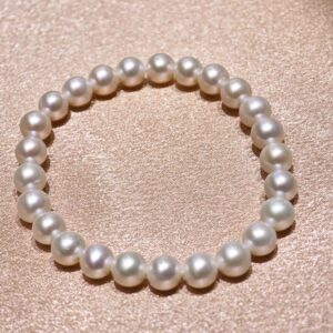 Bracciale di perle d'acqua dolce bianche quasi rotonde da 7-7,5mm | Commercio all'ingrosso di perle in Italia - Produttore di perle