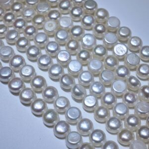 7-8mm ホワイトボタン型淡水真珠ストランド | 中国パール卸売 - 中国パールメーカー