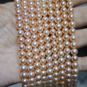 Perles d'eau douce rondes orange en vrac de 5-6 mm | Fabricant de perles de France - Fabricant de perles de France