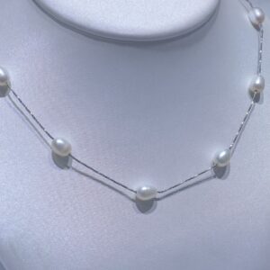 Collier de perles d'eau douce blanches en forme de riz de 6-7 mm | Vente en gros - Fabricant de perles