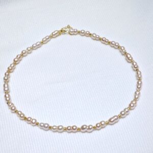 Collier de perles baroques orange en forme de cacahuète de 5-6 mm | Grossiste de perles France - Fabricant de perles France